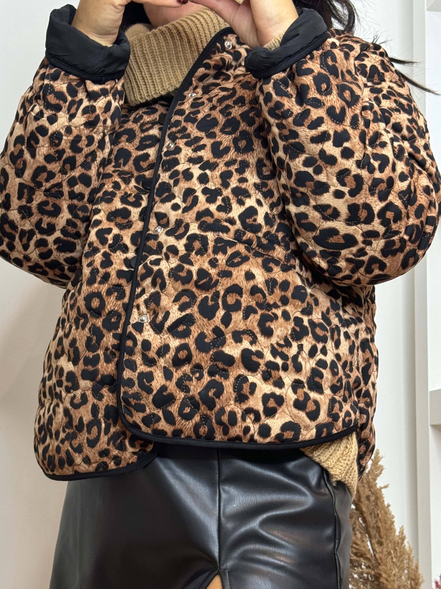 Manteau matelassé imprimé léopard