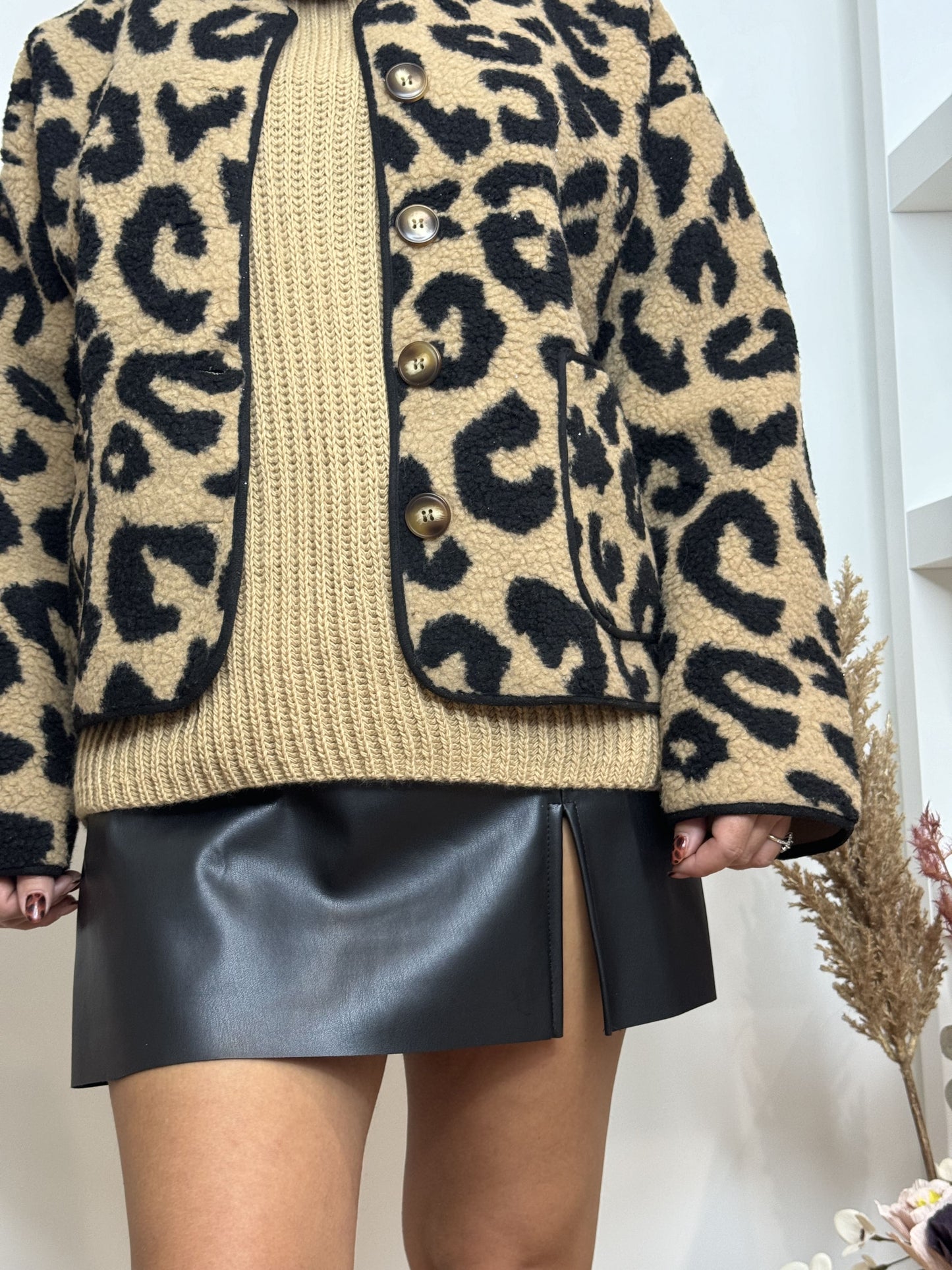 Manteau moumoute léopard