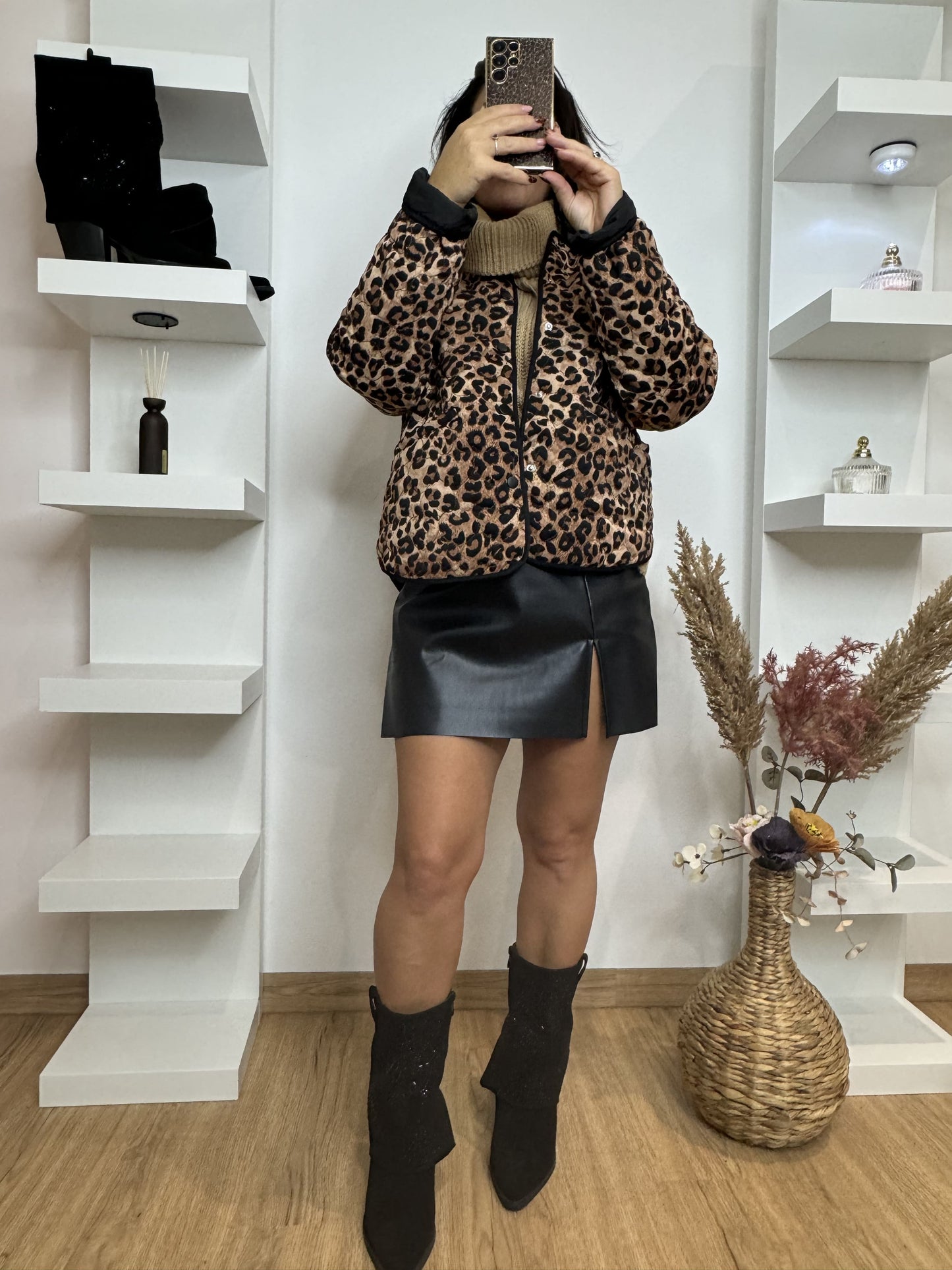 Manteau matelassé imprimé léopard