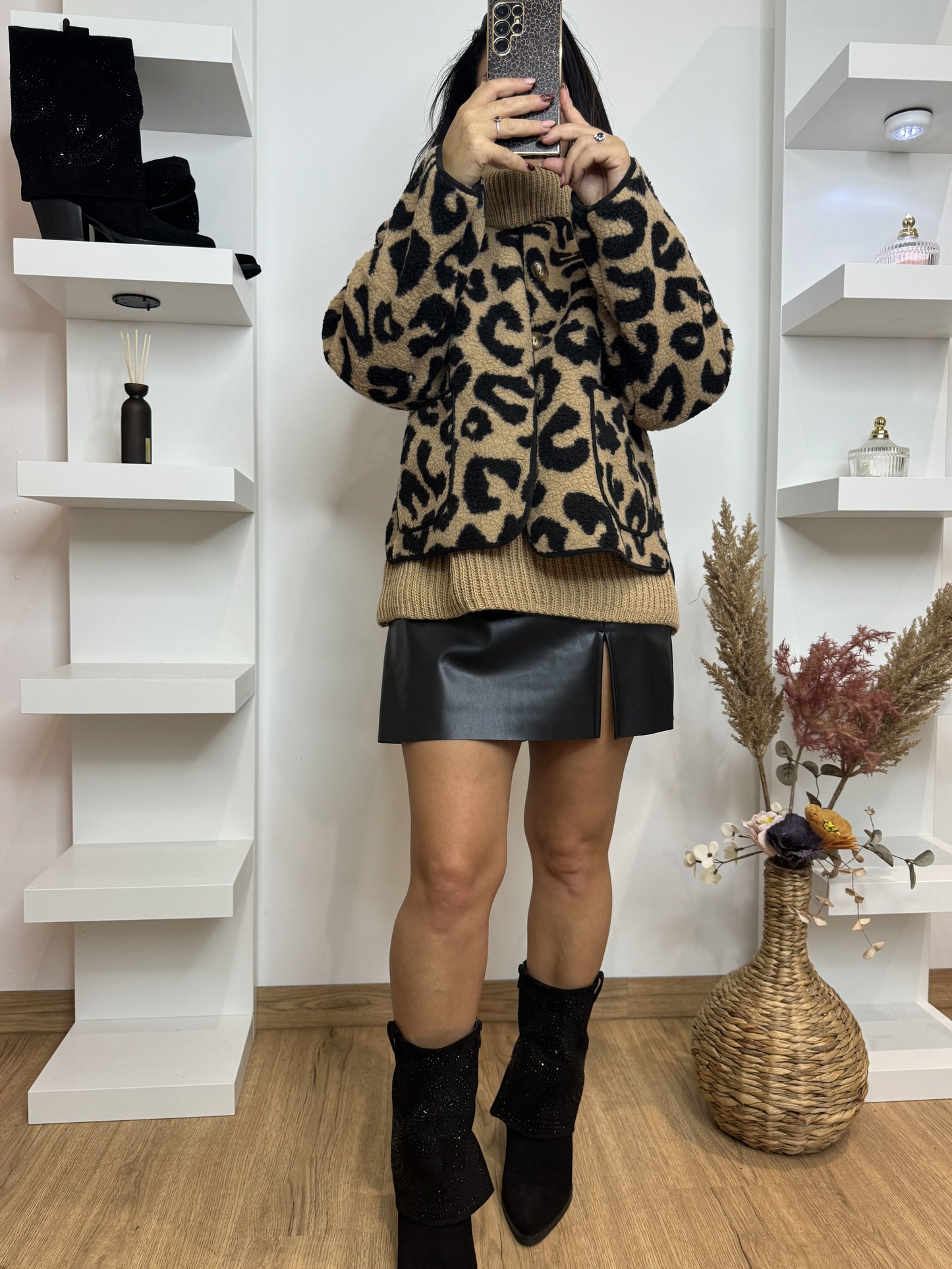 Manteau moumoute léopard