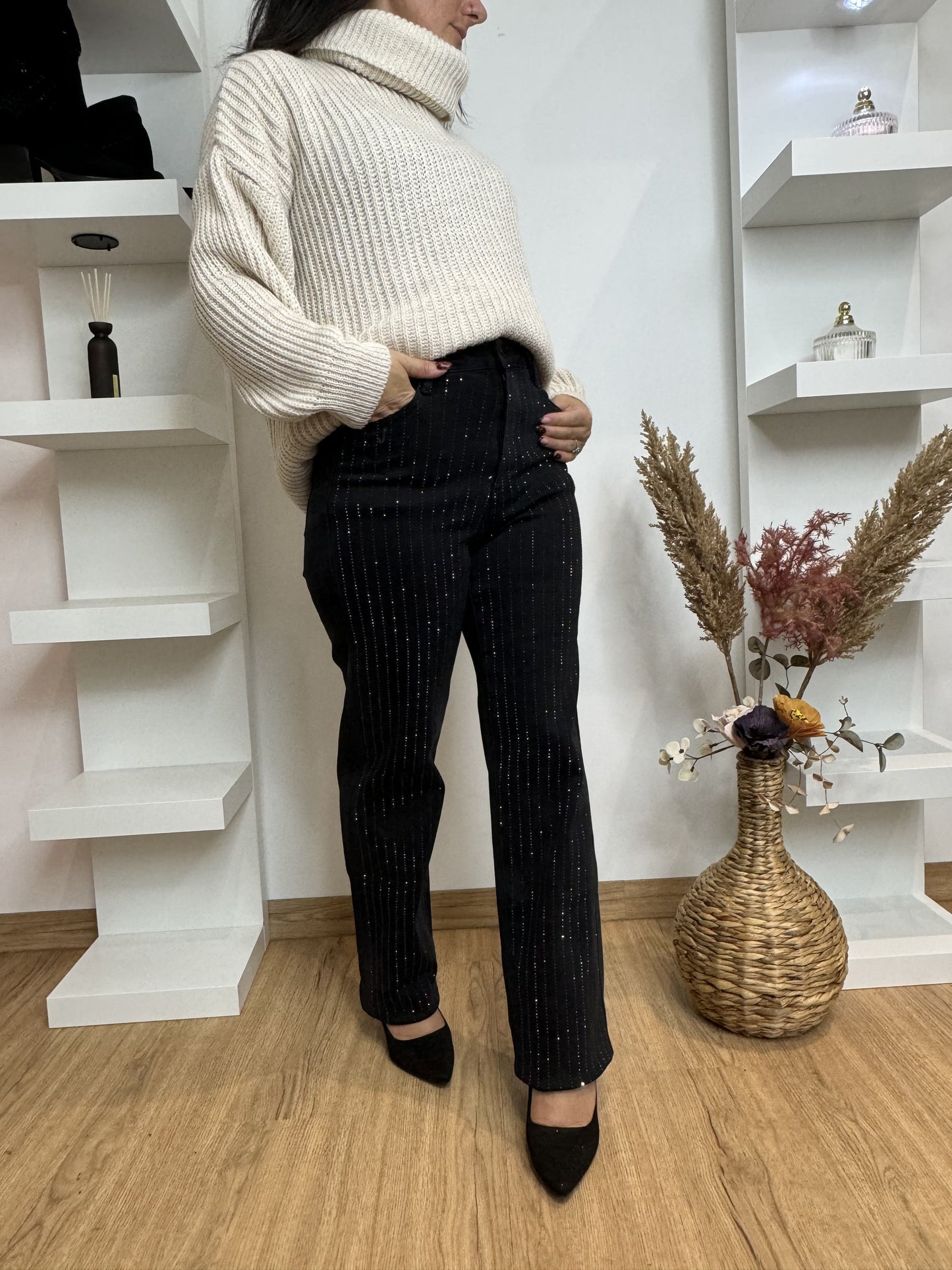Pull col roulé oversize beige