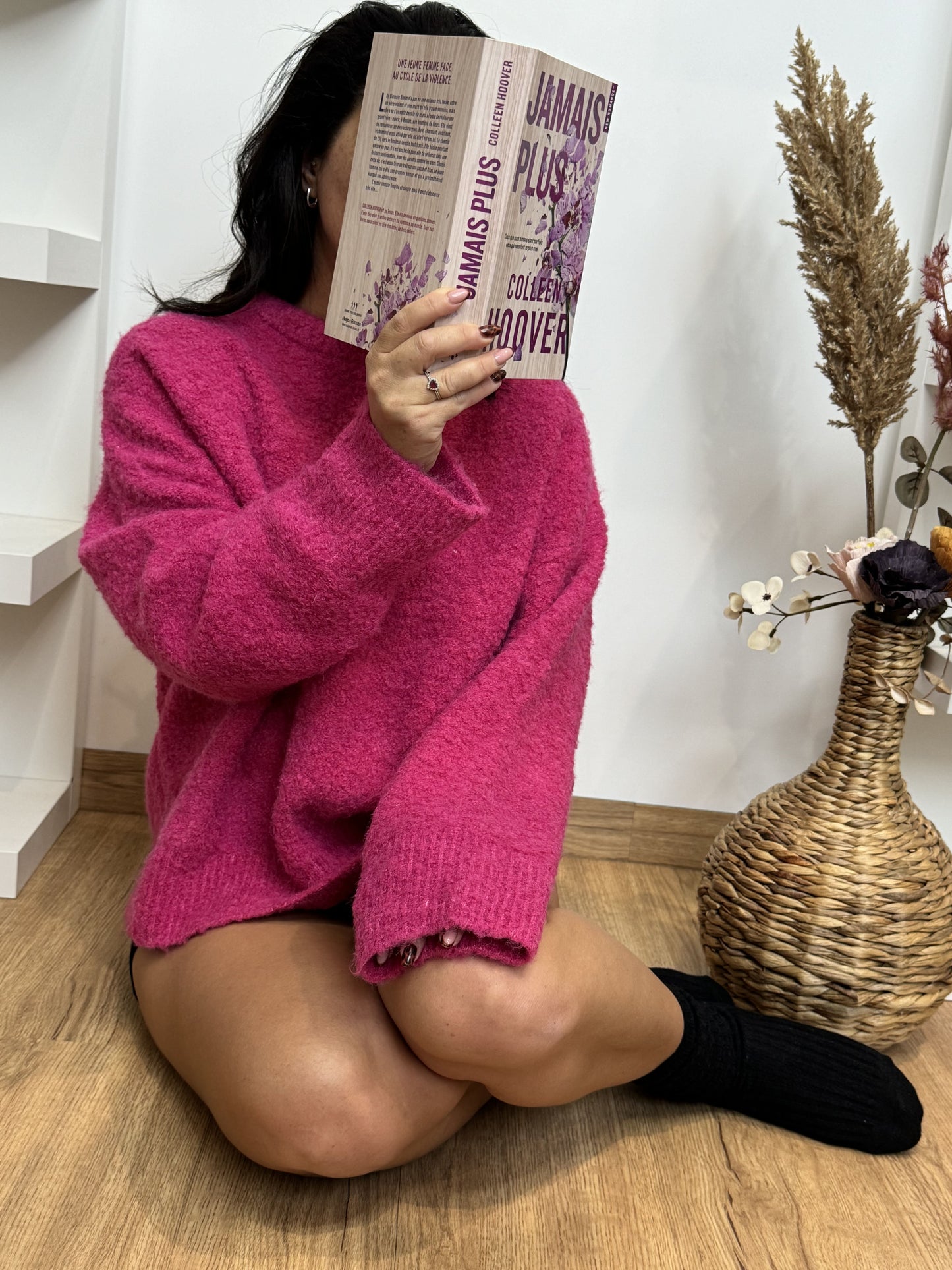Pull en maille rose