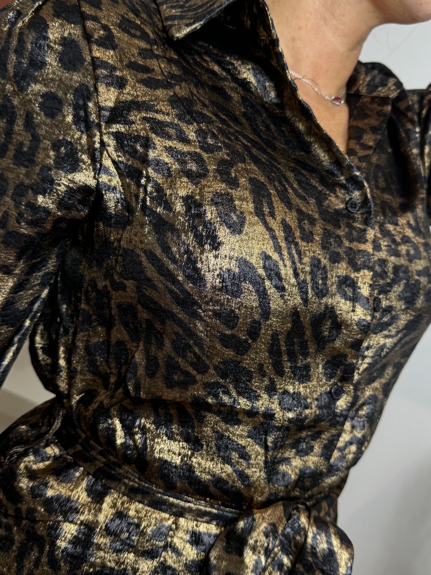 Robe brillante imprimée léopard