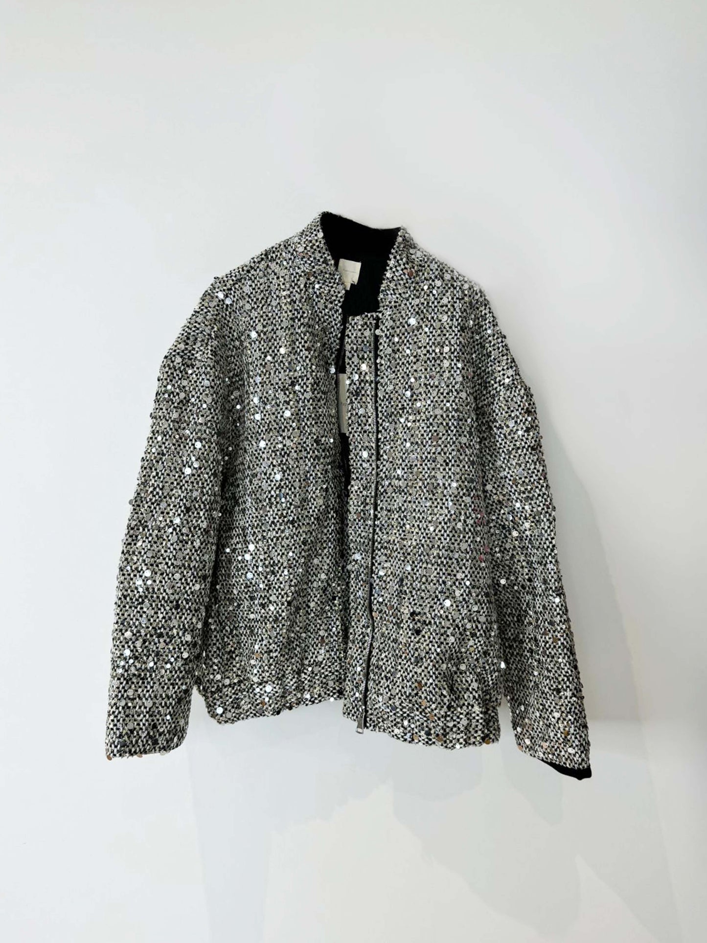 Bomber oversize brillant - Gris clair