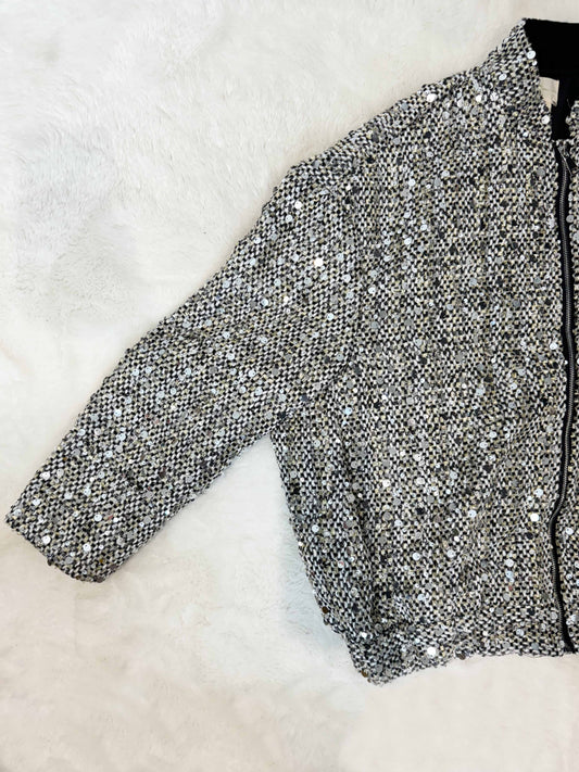 Bomber oversize brillant - Gris clair