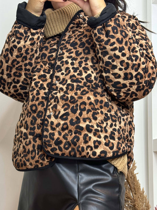 Manteau matelassé imprimé léopard
