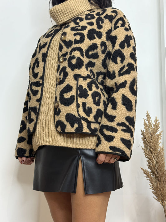 Manteau moumoute léopard
