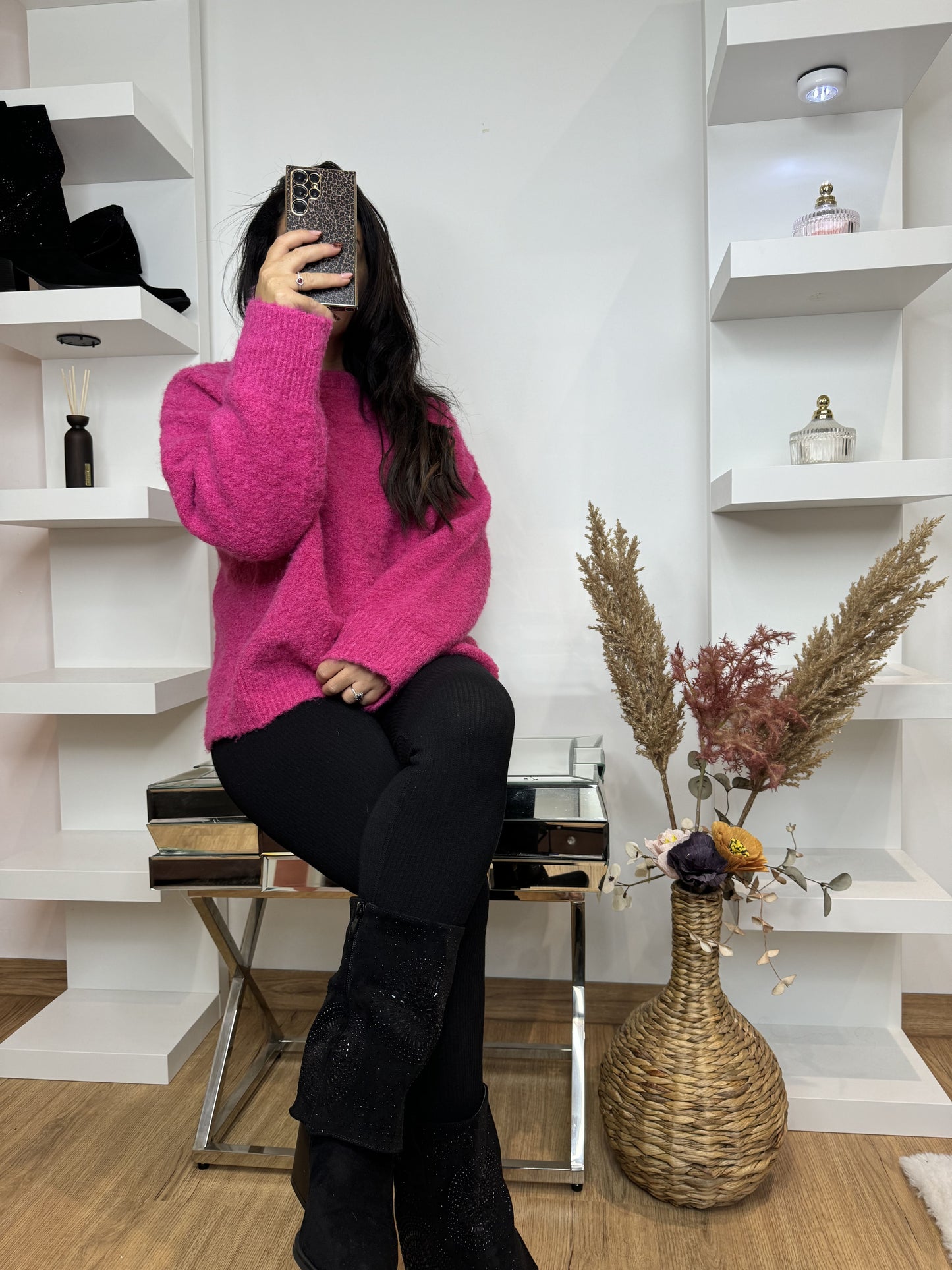 Pull en maille rose