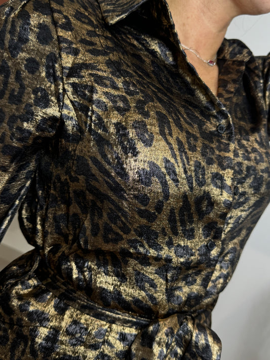Robe brillante imprimée léopard